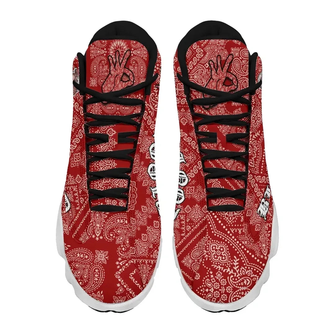 Blood Gang High Top Sneakers Red Paisley