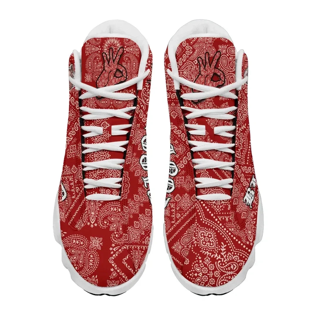 Blood Gang High Top Sneakers Red Paisley