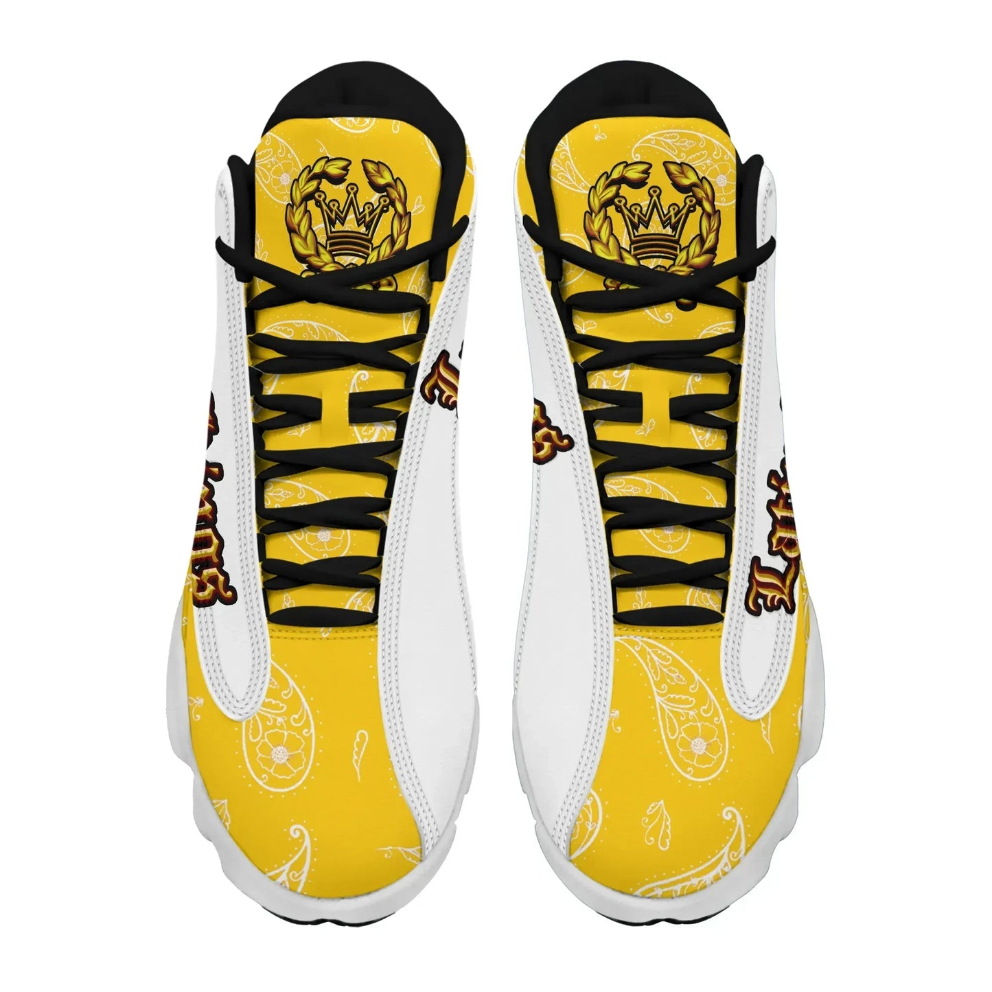 Latin Kings Gang High Top Sneakers Yellow Bandana Pattern