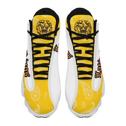 Latin Kings Gang High Top Sneakers Yellow Bandana Pattern