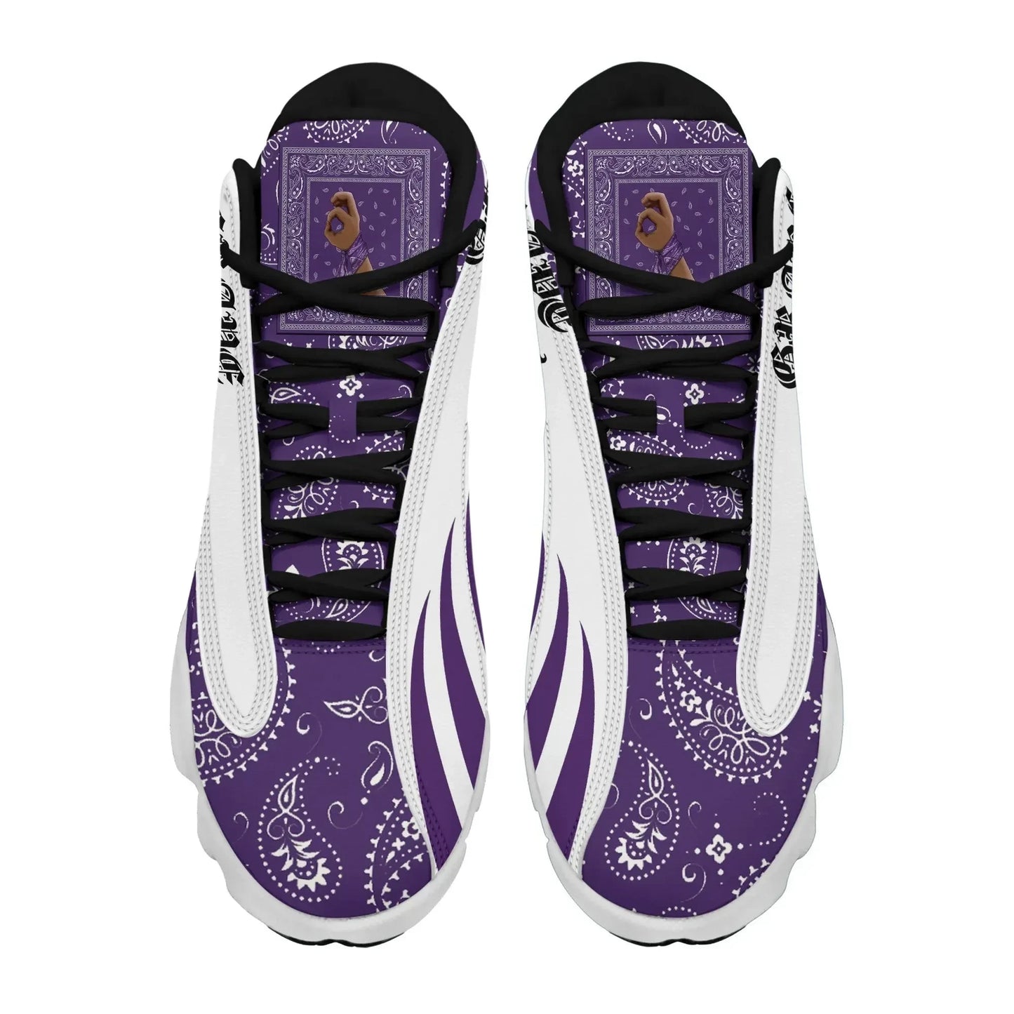 Grape Street Crips Gang High Top Sneaker Purple Bandana Pattern