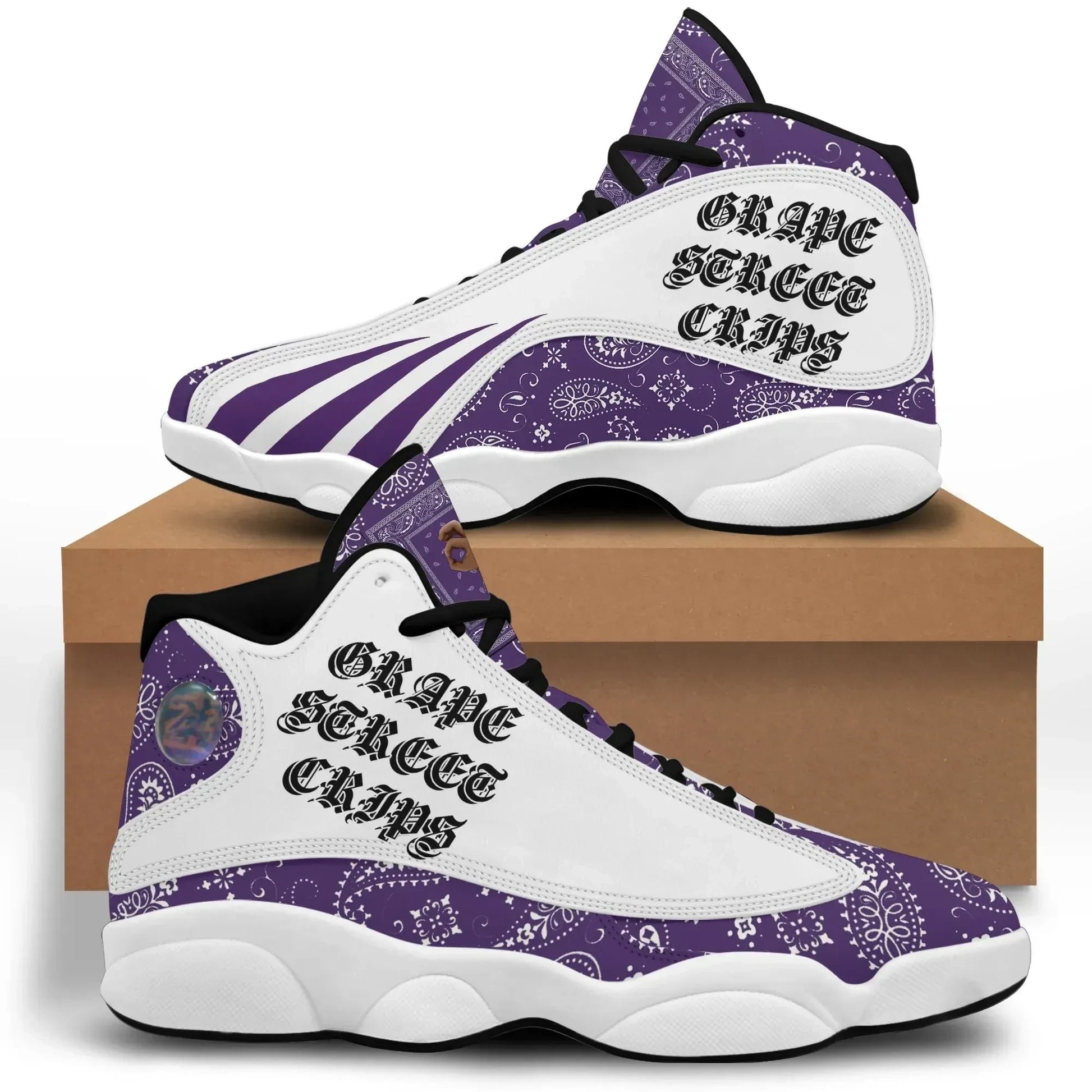 Grape Street Crips Gang High Top Sneaker Purple Bandana Pattern