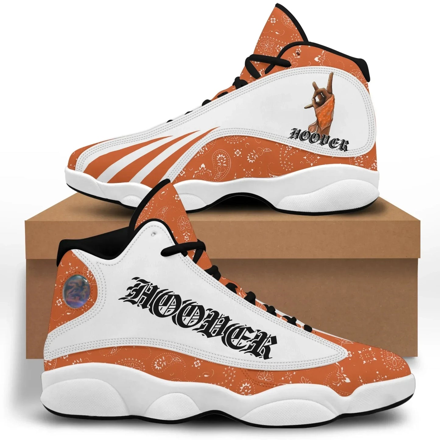 Hoover Gang High Top Sneaker Orange Bandana Pattern