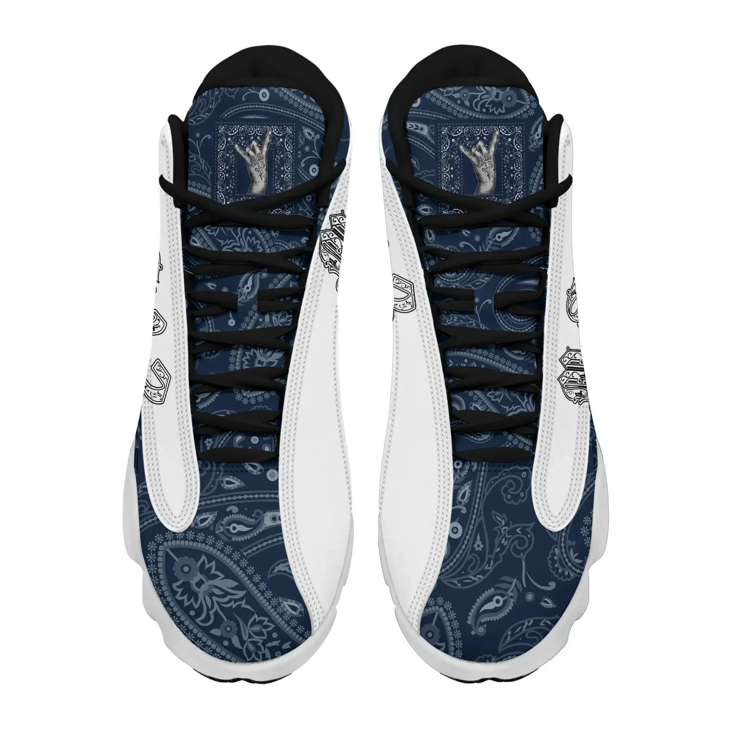 MS 13 Gang High Top Sneakers Blue Bandana Pattern