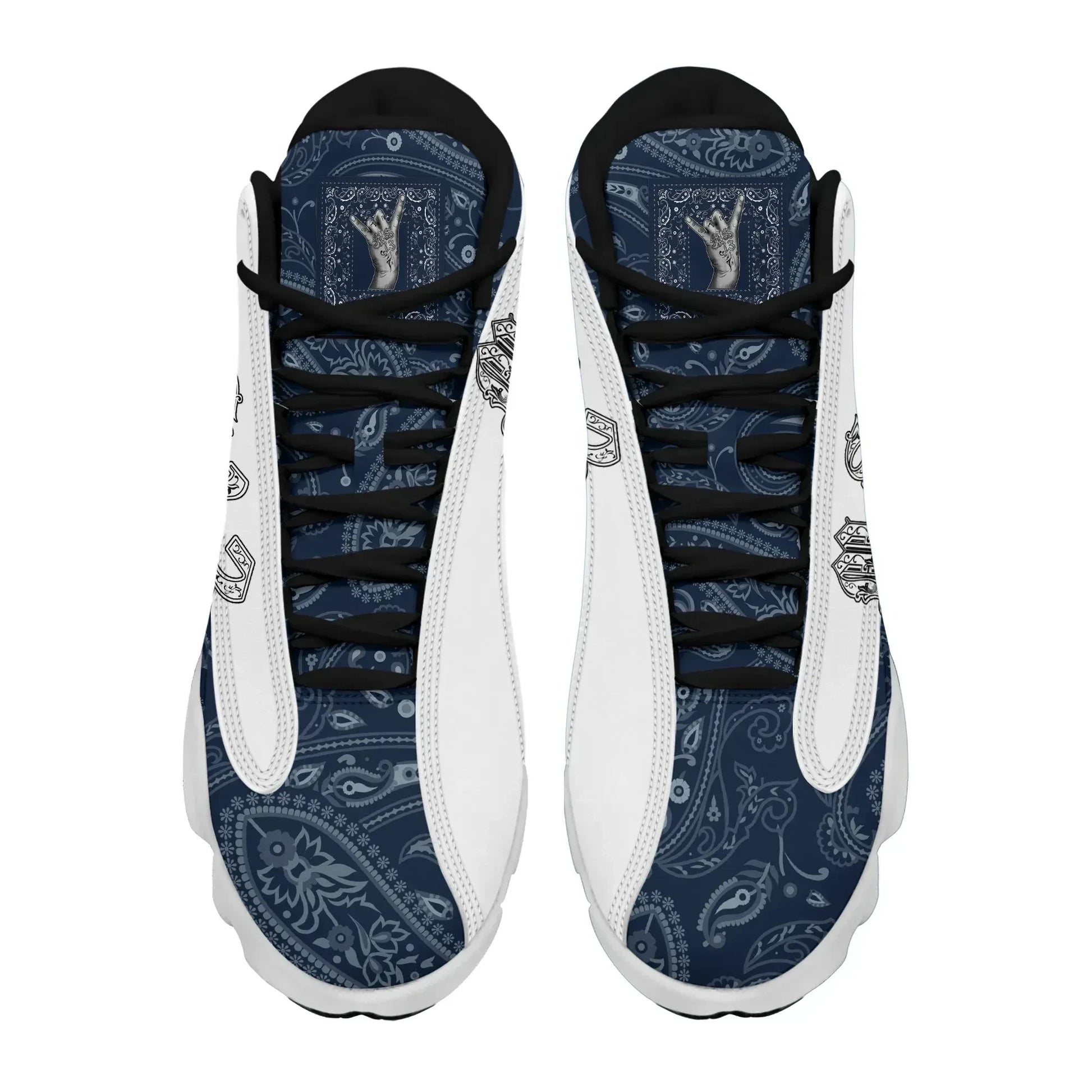 MS 13 Gang High Top Sneakers Blue Bandana Pattern