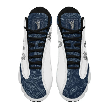 MS 13 Gang High Top Sneakers Blue Bandana Pattern