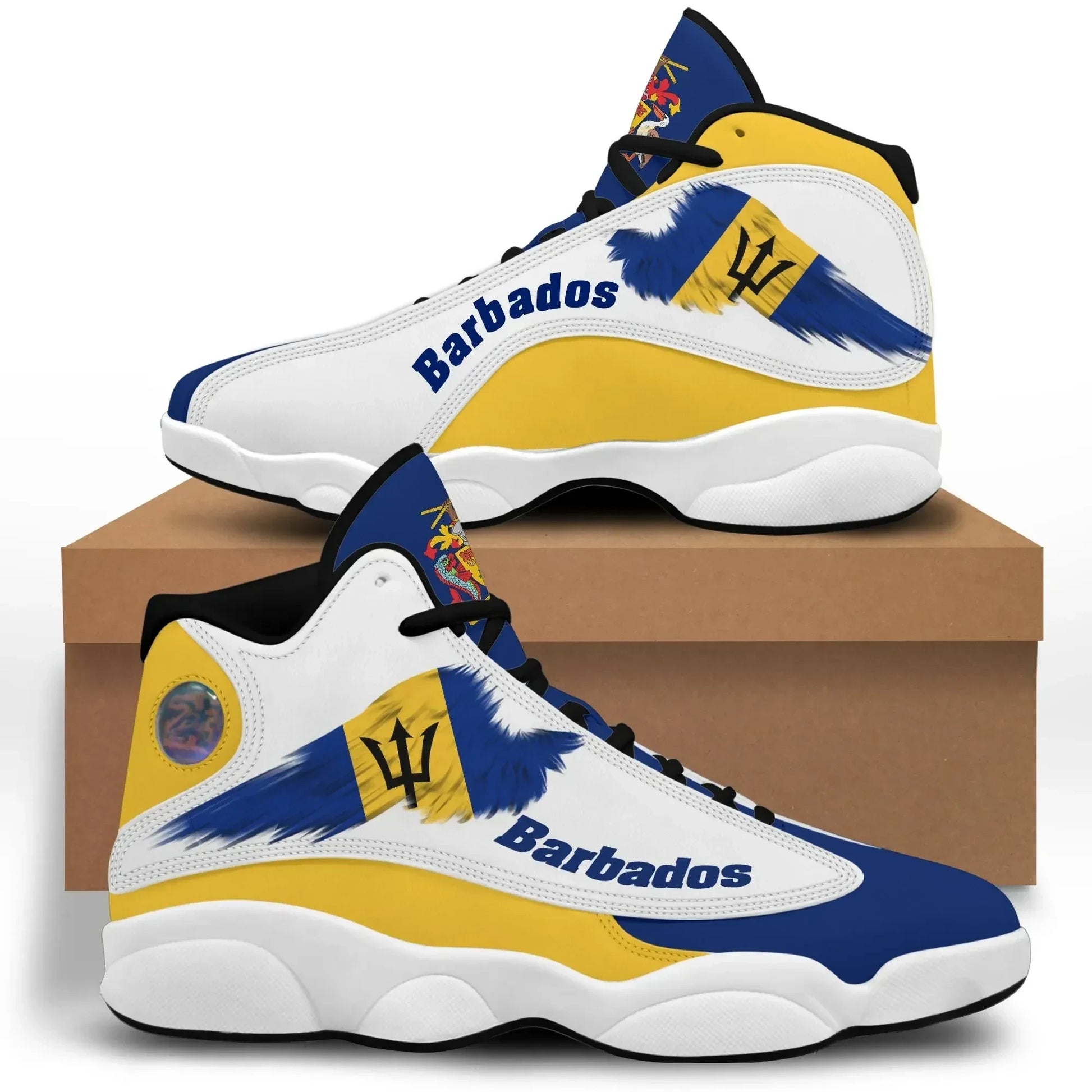 Barbados High Top Sneakers Shoes Women's Men's Wings Flag