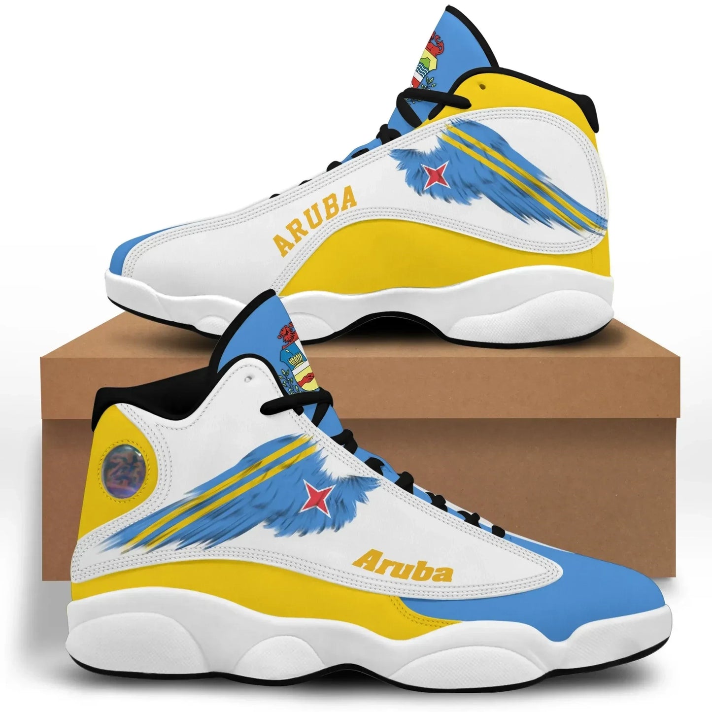 Aruba High Top Sneakers Women's Men's Wings Flag