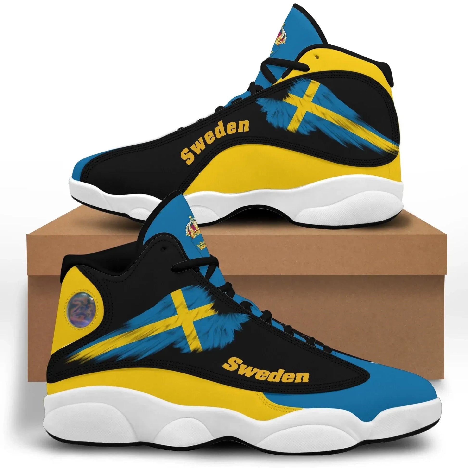 Sweden High Top Sneakers Women's Men's Wings Flag