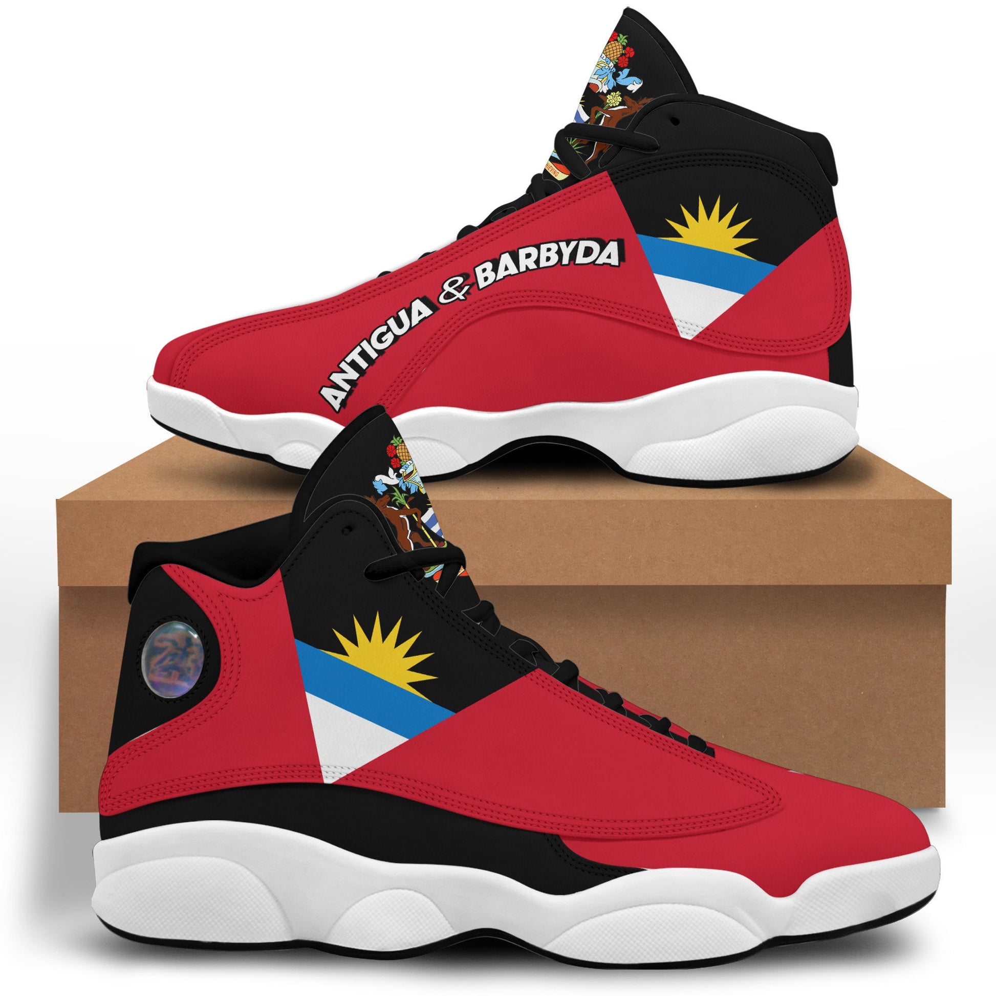 Footwear Antigua and Barbuda High Top Sneaker Shoes Women's Men's Special Flag
