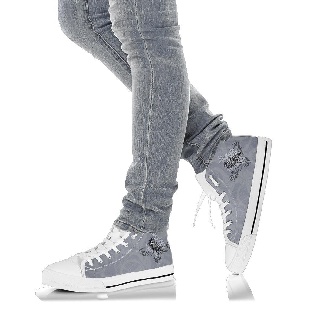 Viking High Top Shoe Odin'S Celtic Raven Scandinavian Tattoo Style