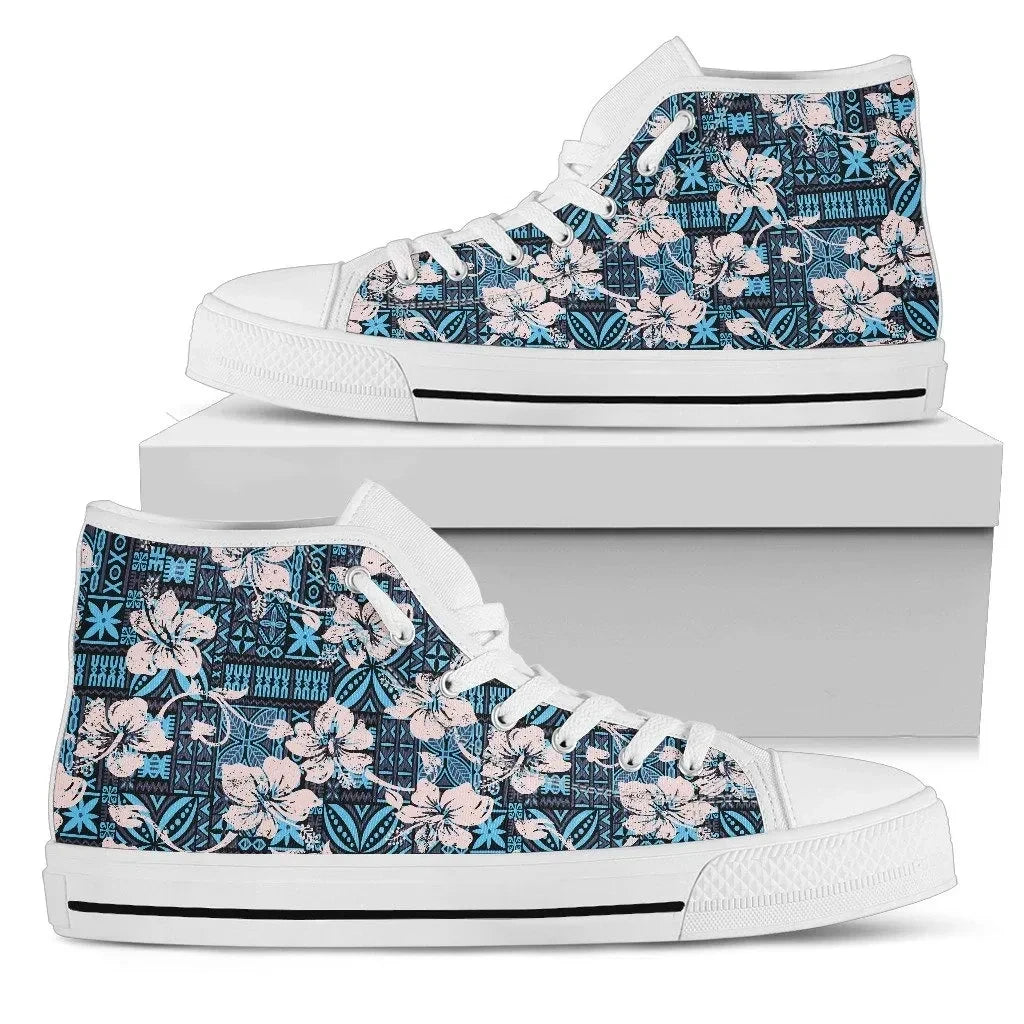Fiji High Top Shoes Flower Tropical Sneakers