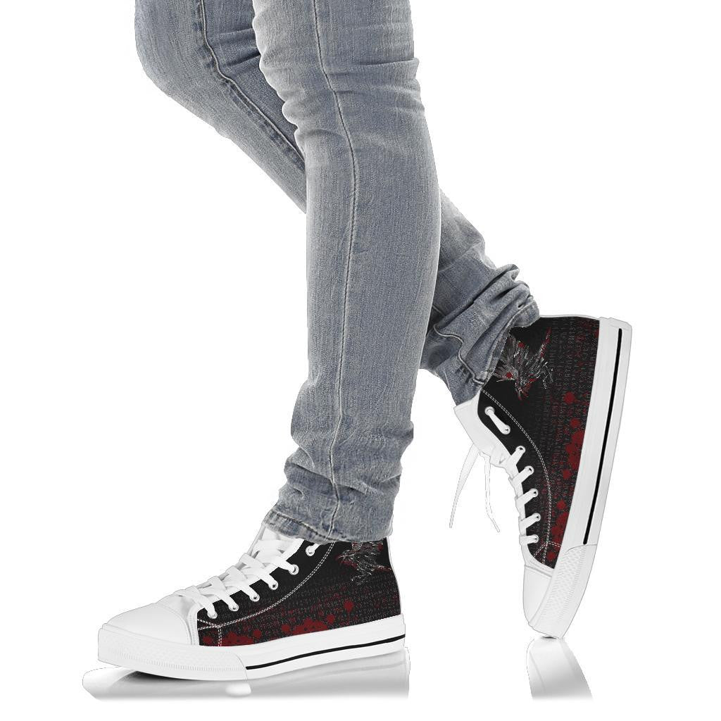Vikings High Top Shoe Raven Tattoo Style Blood