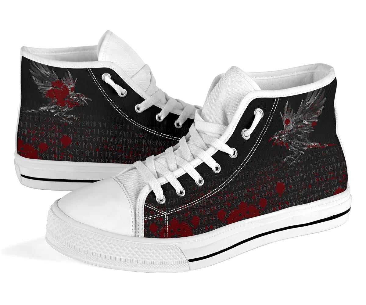 Vikings High Top Shoe Raven Tattoo Style Blood