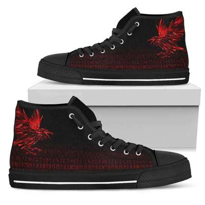 Vikings High Top Shoe Raven Tattoo Style Red