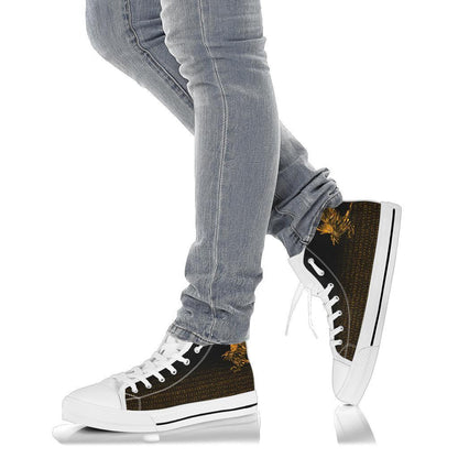 Vikings High Top Shoe Raven Tattoo Style Gold