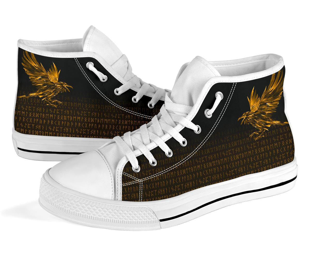 Vikings High Top Shoe Raven Tattoo Style Gold
