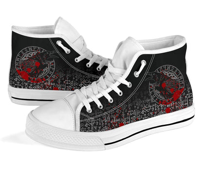 Vikings High Top Shoe Ravens And Vegvisir Tattoo Style Blood