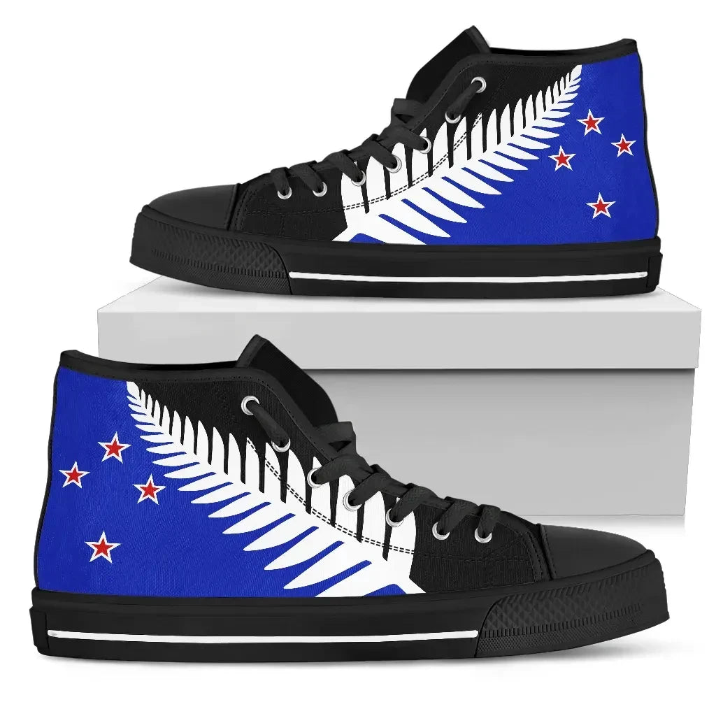 Silver Fern Flag Shoes New Zealand High Top