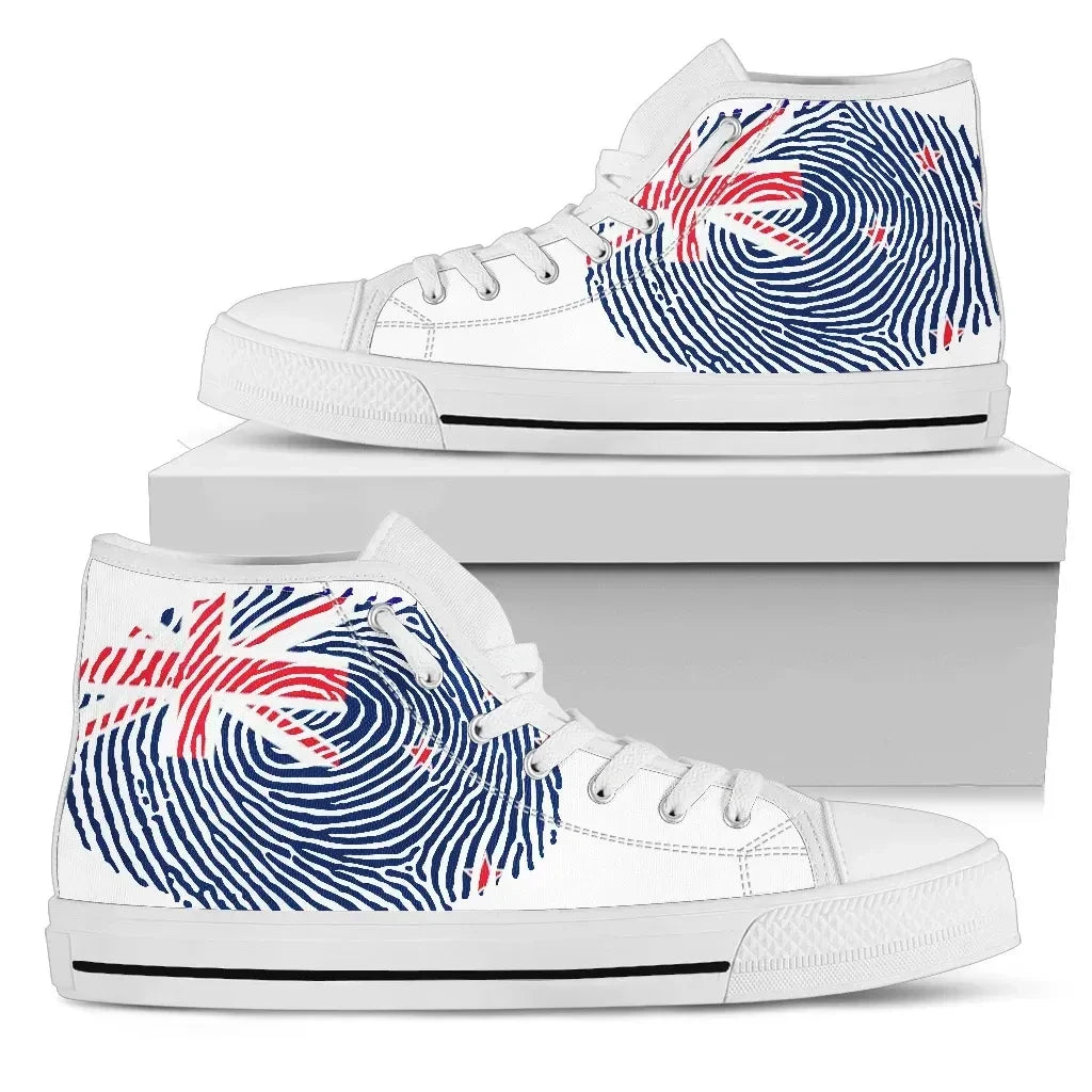 New Zealand Fingerprint Flag High Top Canvas Shoes 01