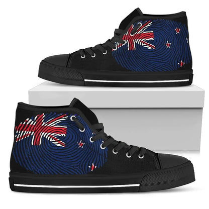 New Zealand Fingerprint Flag High Top Canvas Shoes 02
