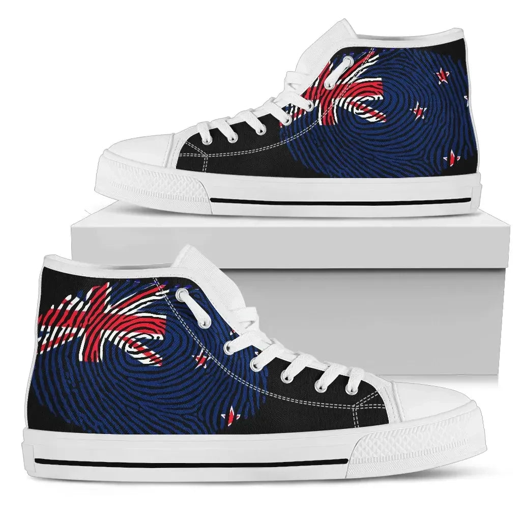 New Zealand Fingerprint Flag High Top Canvas Shoes 02