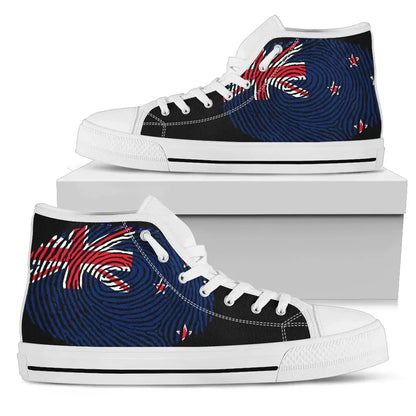 New Zealand Fingerprint Flag High Top Canvas Shoes 02