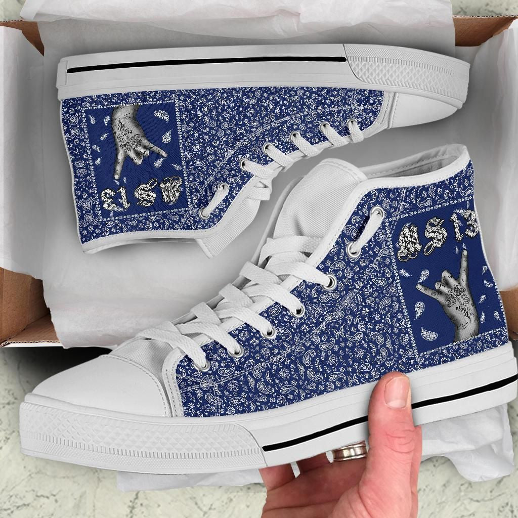 Ms 13 High Top Shoe Blue Bandana