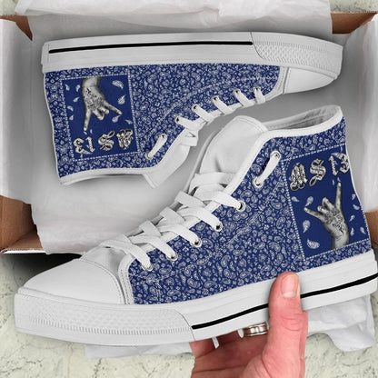 Ms 13 High Top Shoe Blue Bandana