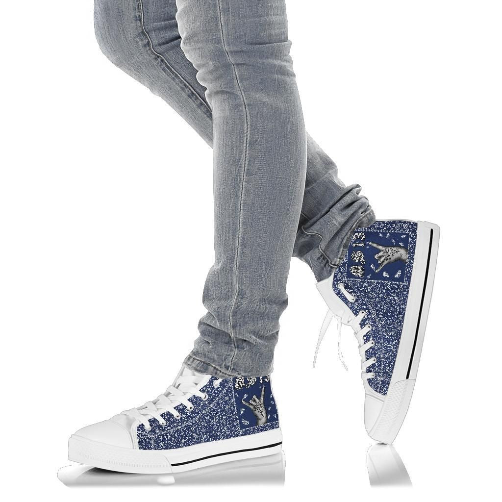 Ms 13 High Top Shoe Blue Bandana