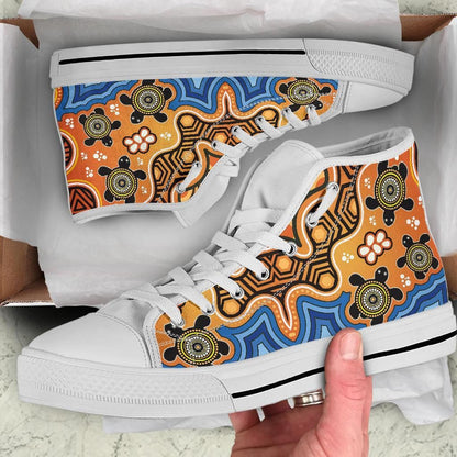 Aboriginal High Top Shoes Indigenous Art Patterns Ver04
