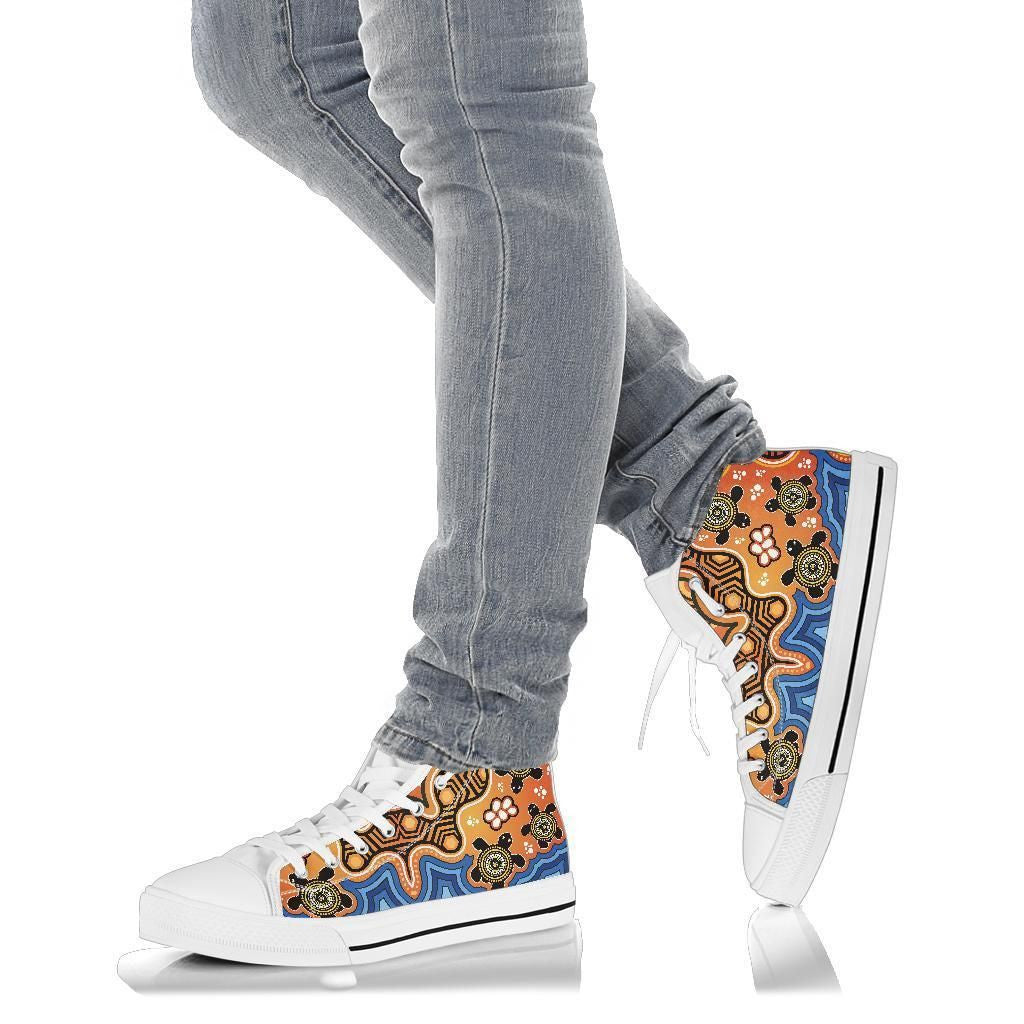 Aboriginal High Top Shoes Indigenous Art Patterns Ver04