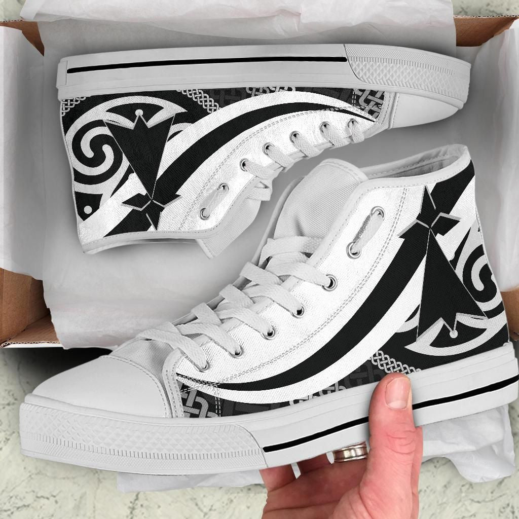 Celtic High Top Shoes Brittany Flag With Celtic Patterns