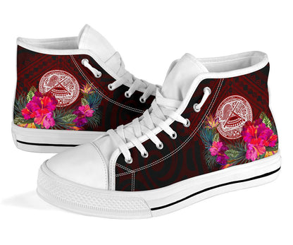 American Samoa High Top Shoe Coat Of Arm With Polynesian Patterns