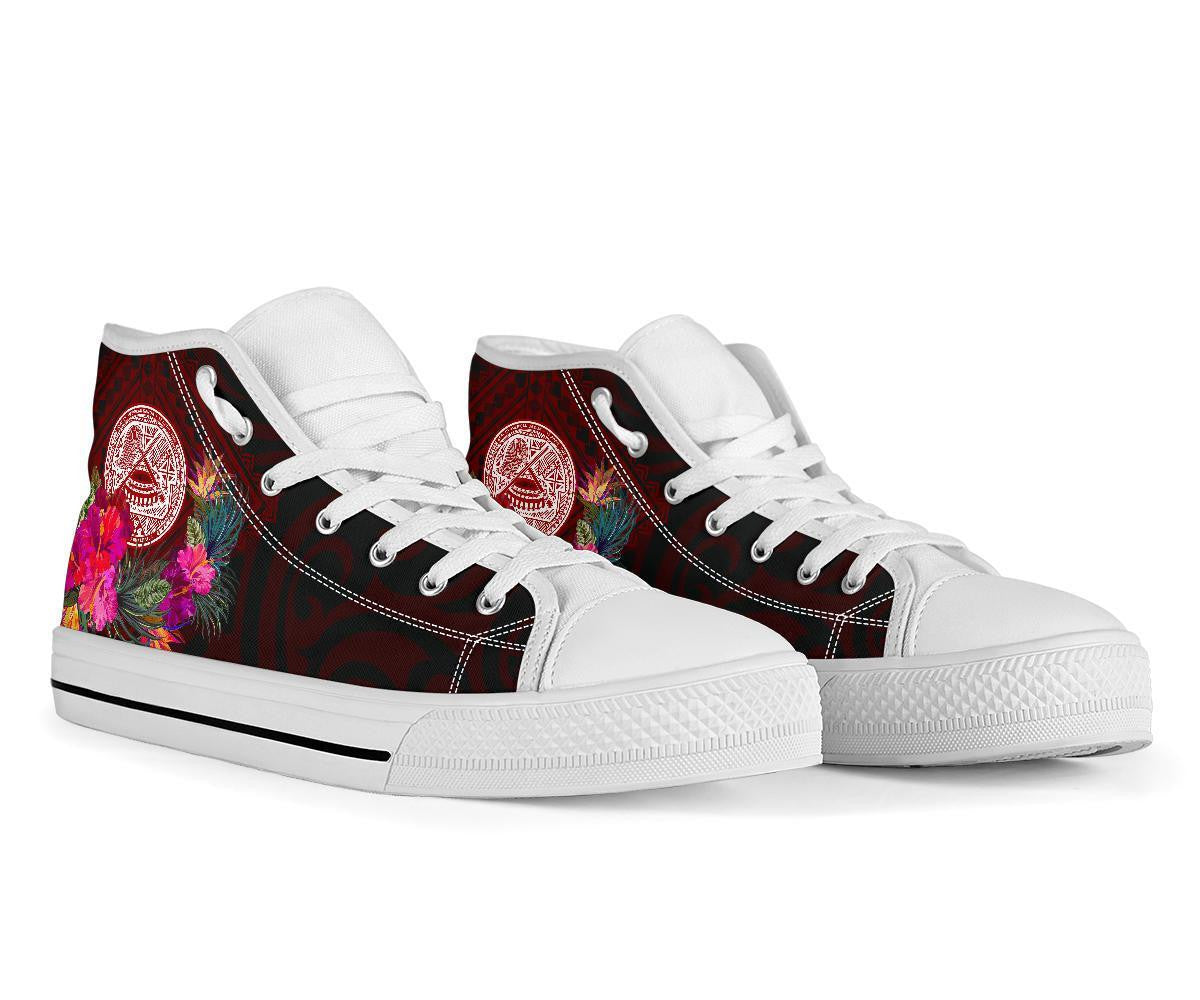 American Samoa High Top Shoe Coat Of Arm With Polynesian Patterns