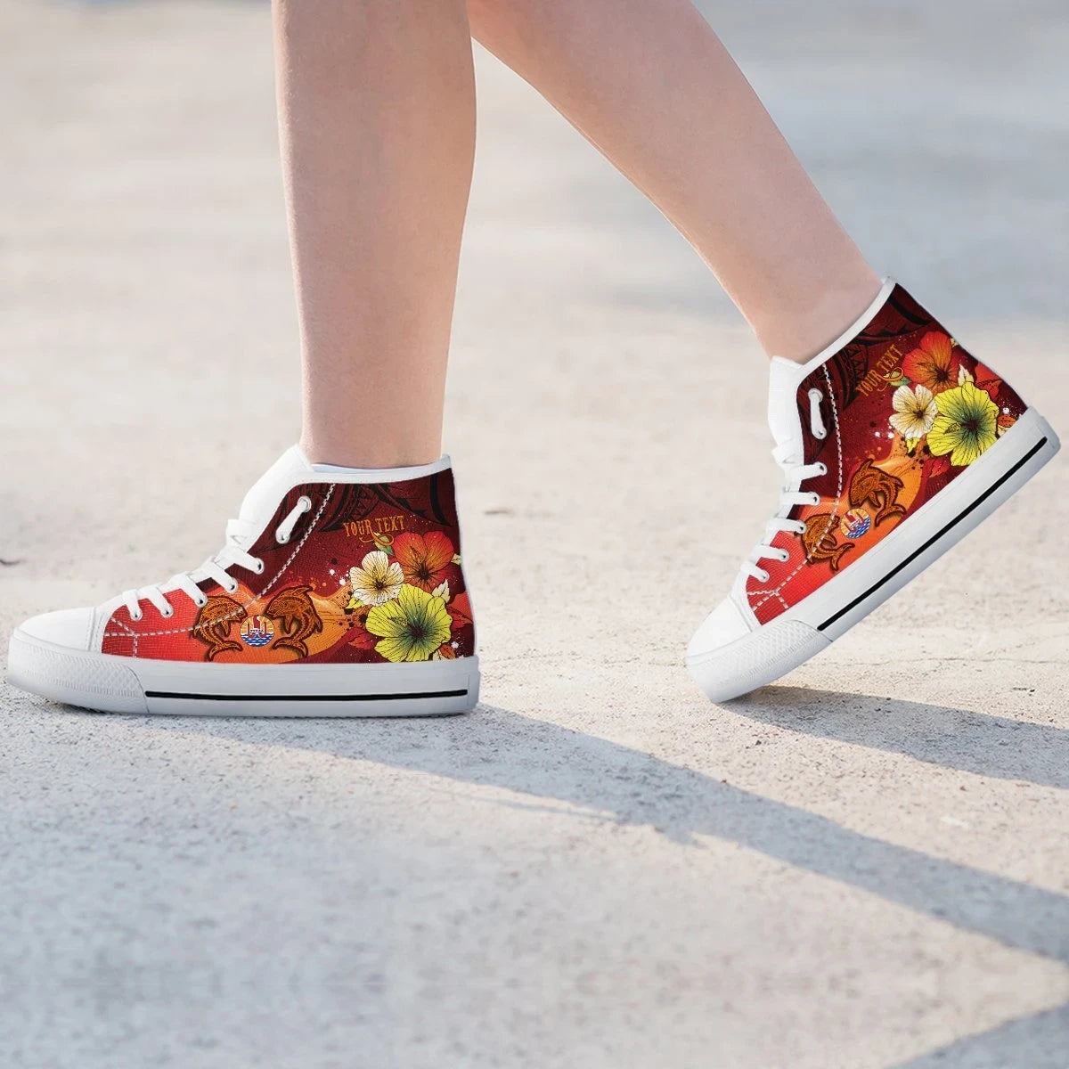 Tahiti Custom Personalised High Top Shoes Tribal Tuna Fish