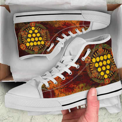 Cornwall Celtic High Top Shoe Triangle Knotwork Autumn Style