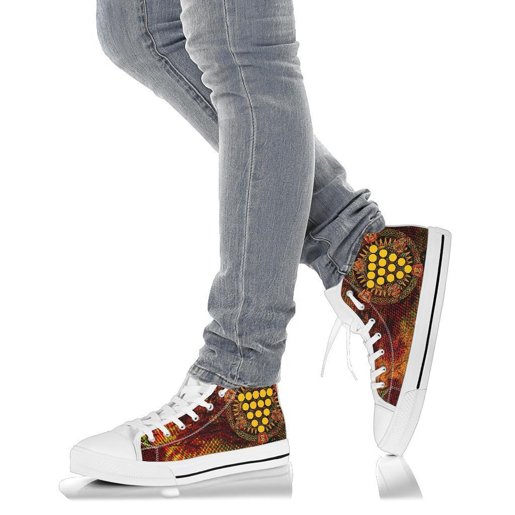 Cornwall Celtic High Top Shoe Triangle Knotwork Autumn Style