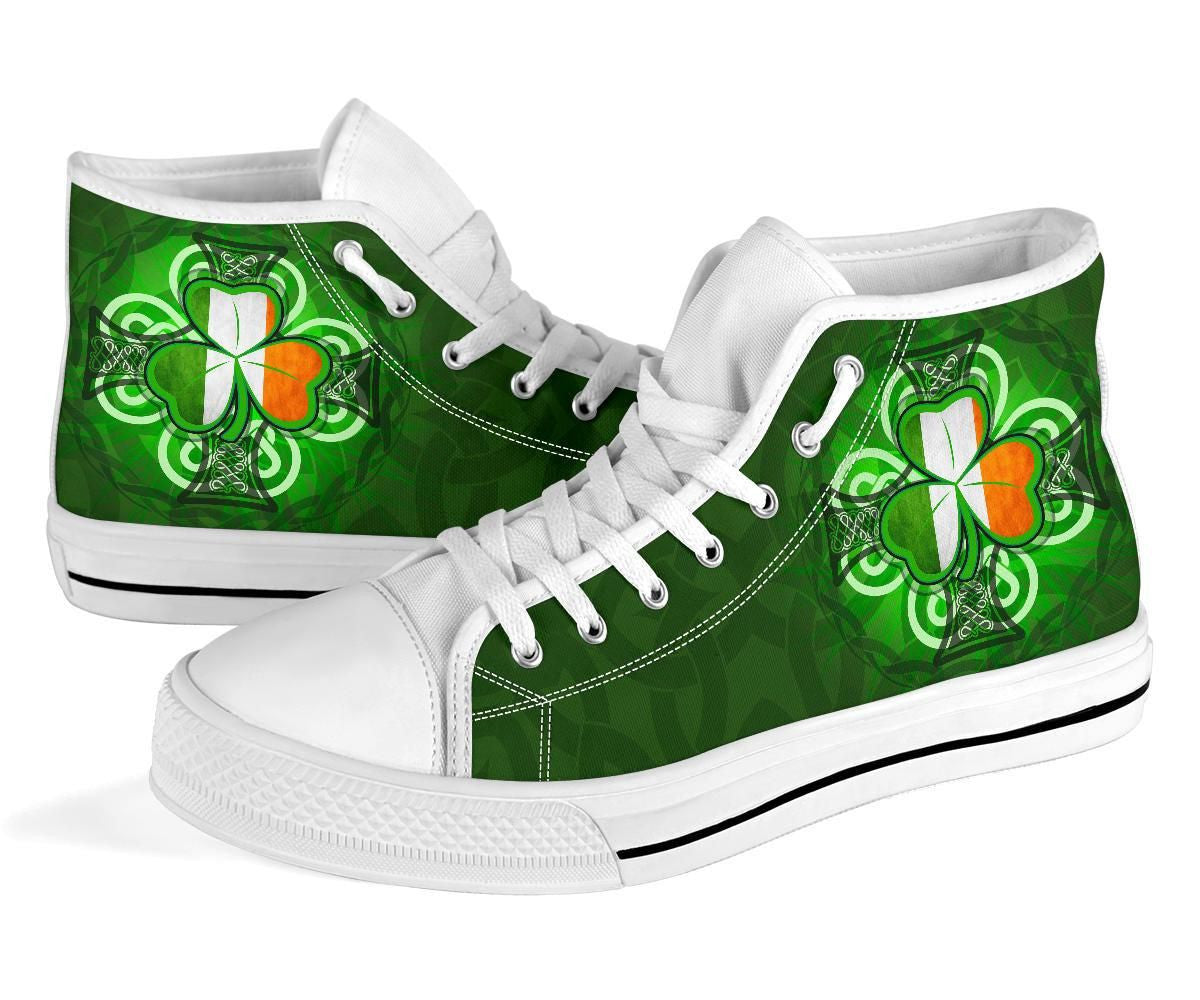 Ireland High Top Shoes Shamrock With Celtic Cross