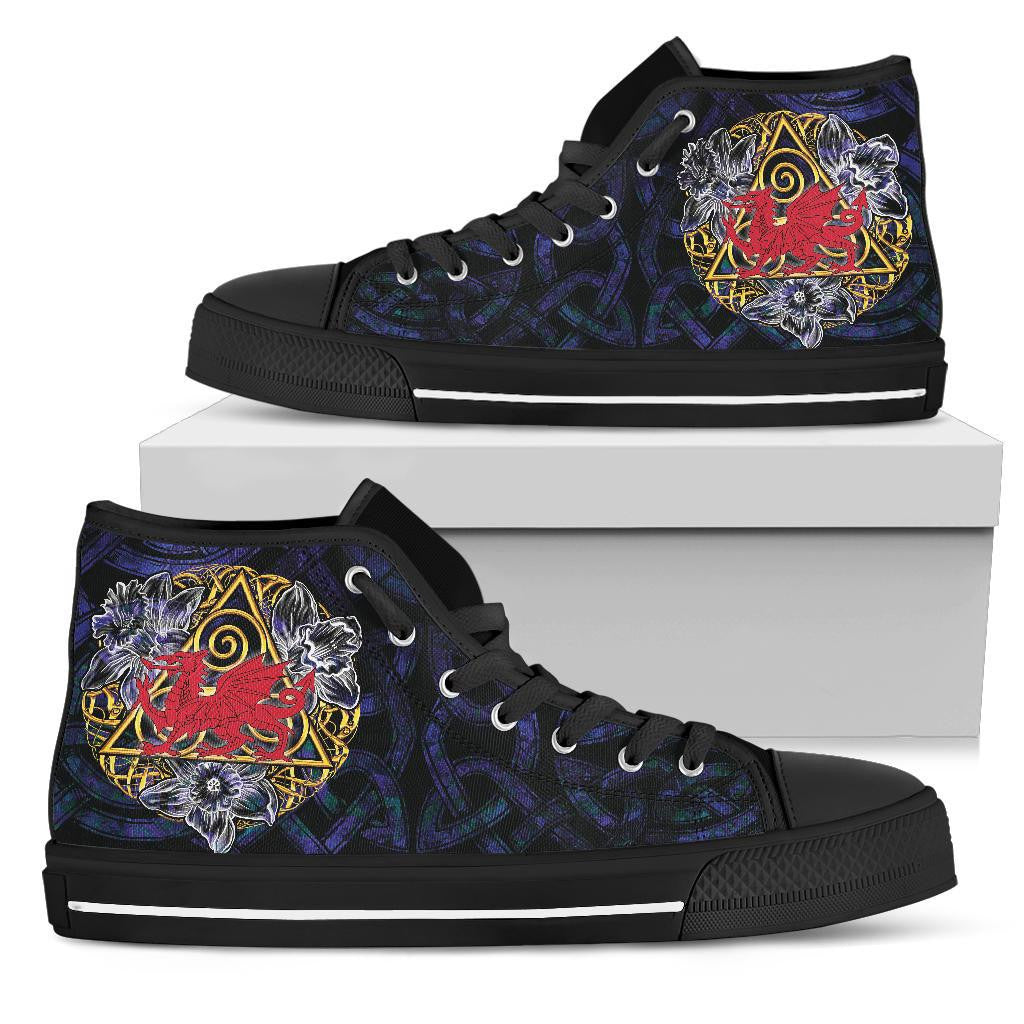 Wales Celtic High Top Shoe Welsh Cymru With Celtic Triskelion