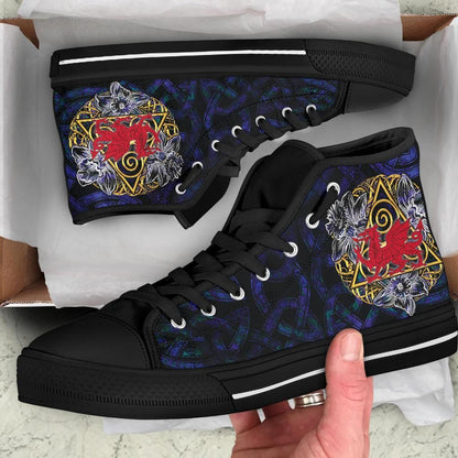 Wales Celtic High Top Shoe Welsh Cymru With Celtic Triskelion
