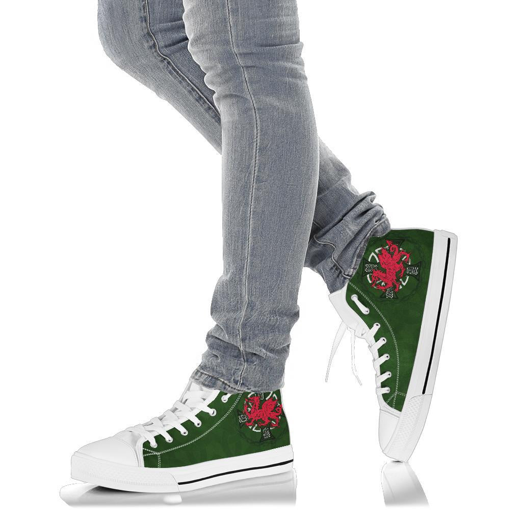 Wales Celtic High Top Shoes Dragon With Celtic Cross