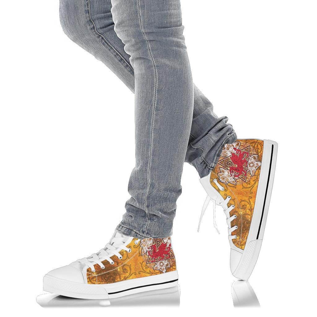 Wales Celtic High Top Shoe Welsh Cymru With Celtic Triskelion Vintage Style