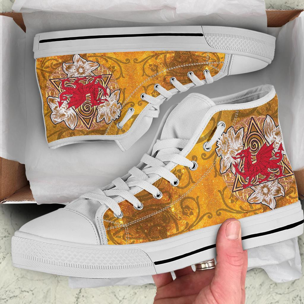 Wales Celtic High Top Shoe Welsh Cymru With Celtic Triskelion Vintage Style
