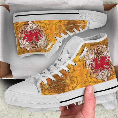 Wales Celtic High Top Shoe Welsh Cymru With Celtic Triskelion Vintage Style