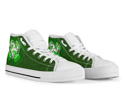 Isle Of Man High Top Shoes Triskelion With Celtic Cross & Circle Green