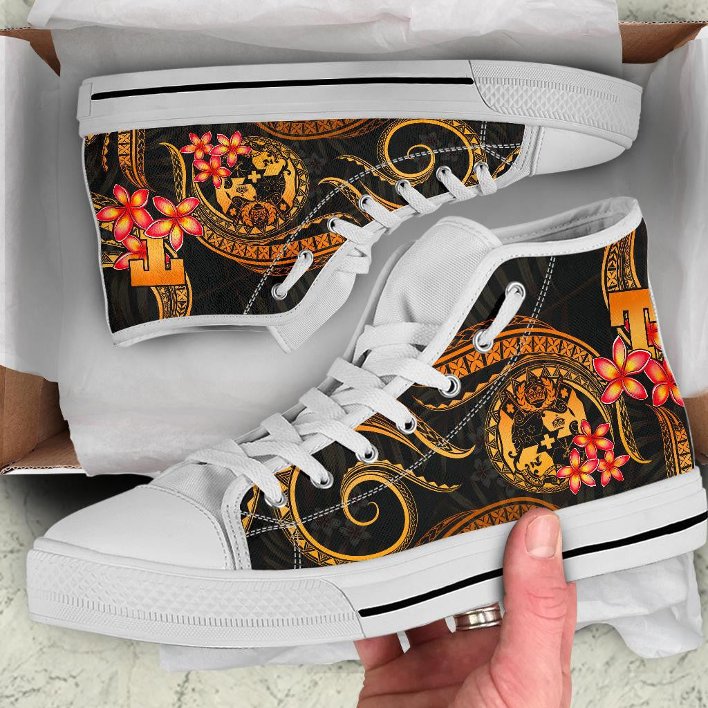 Tonga Polynesian High Top Shoes Gold Plumeria