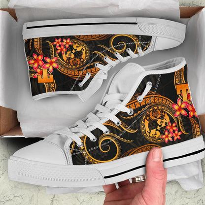 Tonga Polynesian High Top Shoes Gold Plumeria