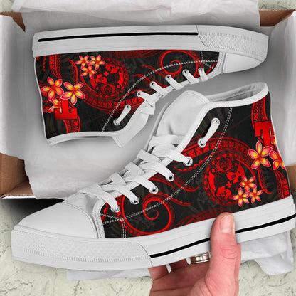 Tonga Polynesian High Top Shoes Red Plumeria