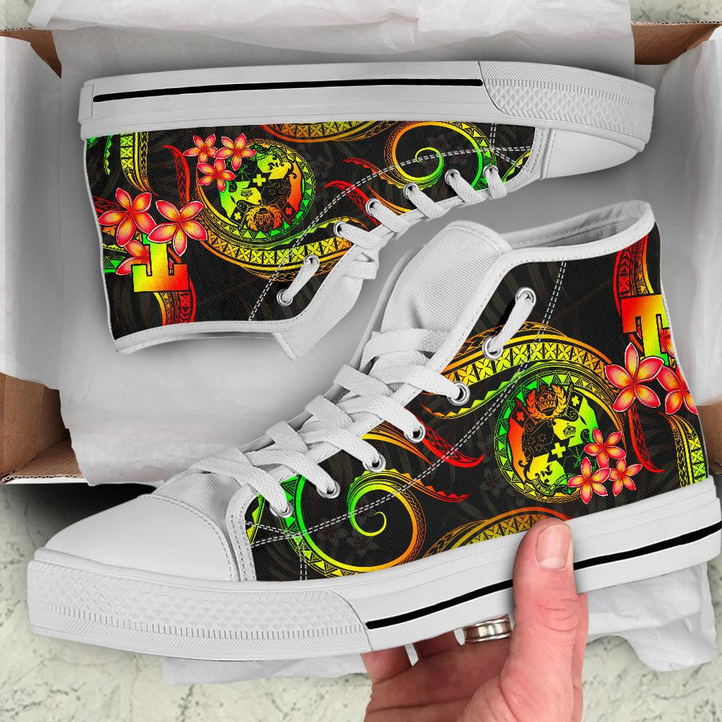 Tonga Polynesian High Top Shoes Reggae Plumeria